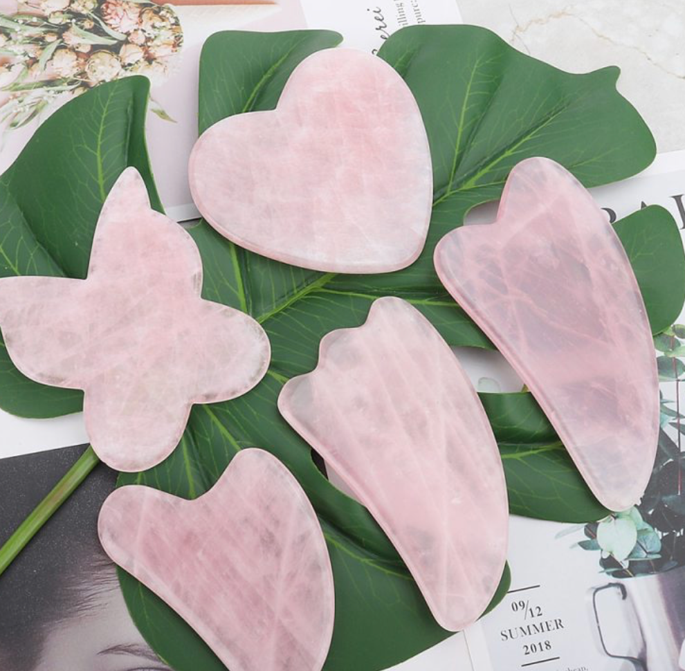 Natural Rose Quartz Gua Sha – Facial & Body Massage Stone